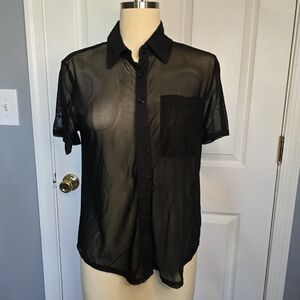 Black Mesh Medium Women's Better Be short sleeve button-down